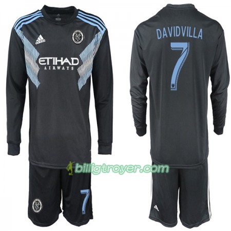 Billige Fotballdrakter New York City DAVIDVILLA 7 Barn Bortedraktsett 2018/19 Langermet